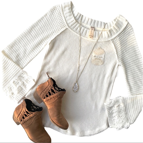 Altar'd State Sweaters - NWT Altar’d State • Ivory Fringe Detail Sweater
